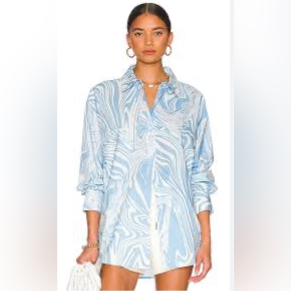 Ena Pelly Sky Marble Bree Women’s Button Up Shirt Size 6 NWT
